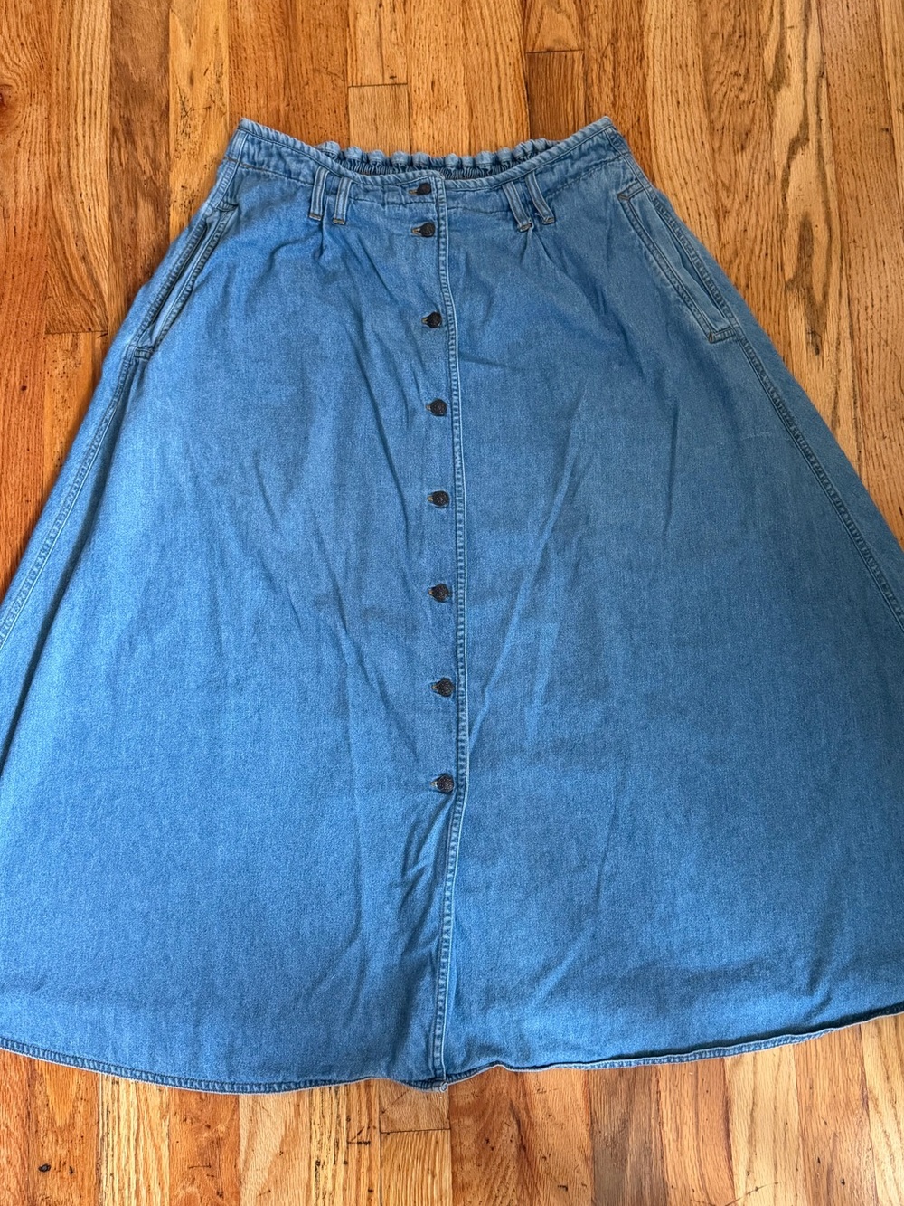Women's Blue Denim Button-Front A-Line Skirt size 18 W